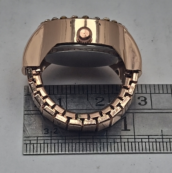 Womens Bozhi Ring Watch Rose Gold Tone Stone Bezel Stretch Band Working - Picture 13 of 14